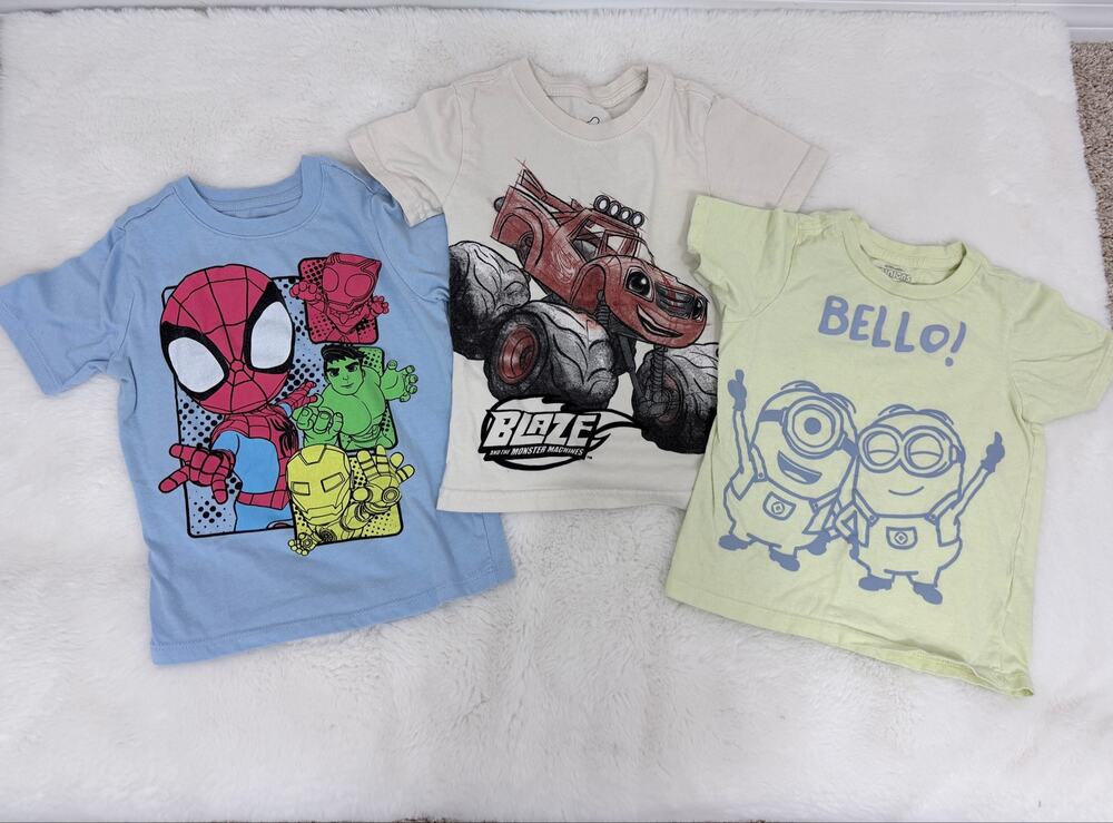 Boys 4T Spidey Blaze Minions Graphic Tee Bundle 3pc